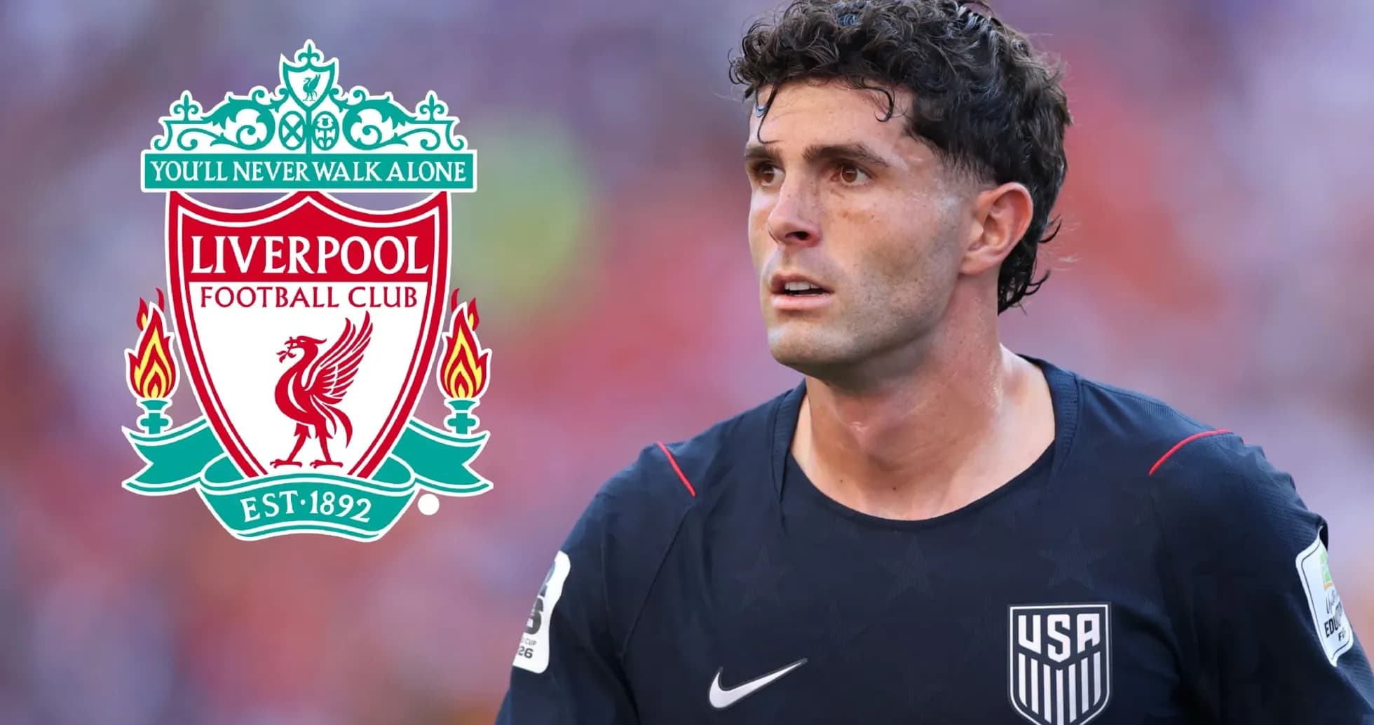 Joueur de l'équipe des États-Unis avec logo de Liverpool Joueur de l'équipe des États-Unis avec logo de Liverpool