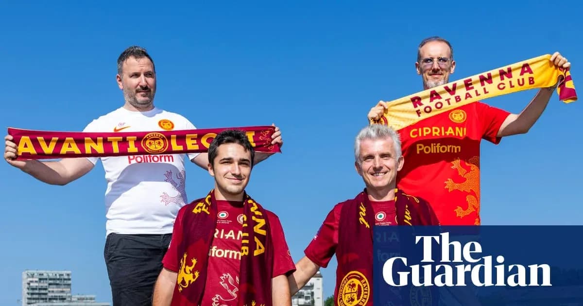 Supporters holding scarves for Ravenna Football Club Supporters holding scarves for Ravenna Football Club