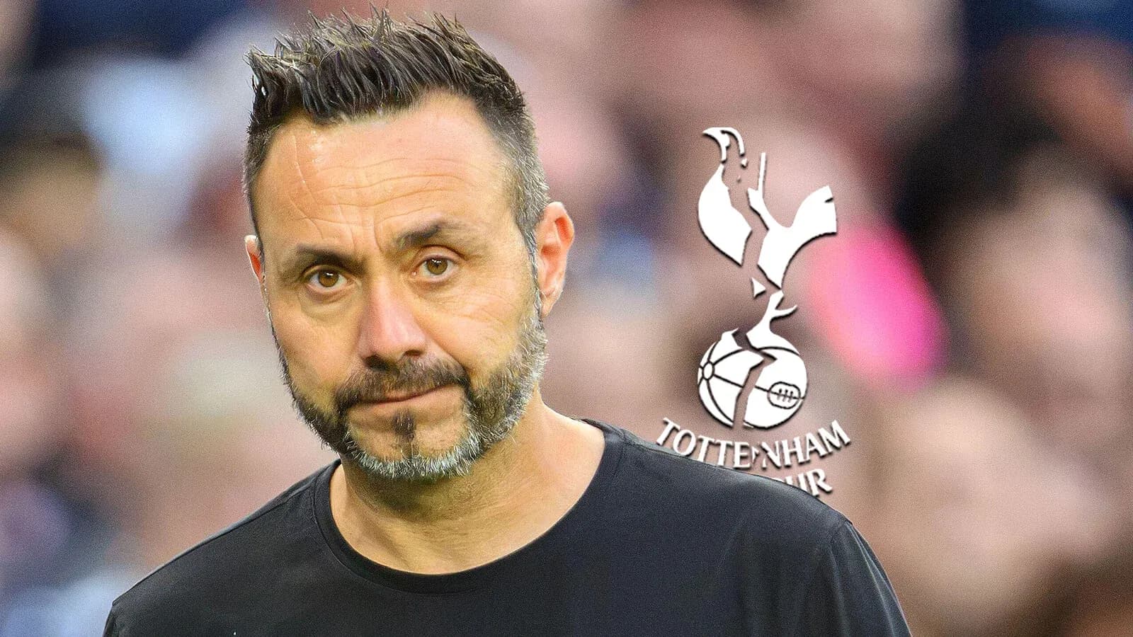 Entraîneur de Tottenham avec logo du club en arrière-plan Entraîneur de Tottenham avec logo du club en arrière-plan