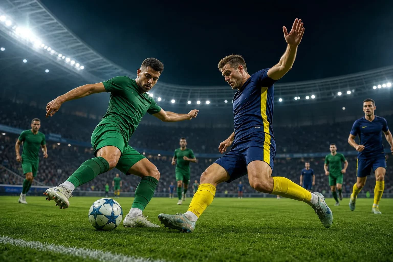 Deux joueurs en compétition pour le ballon Deux joueurs en compétition pour le ballon