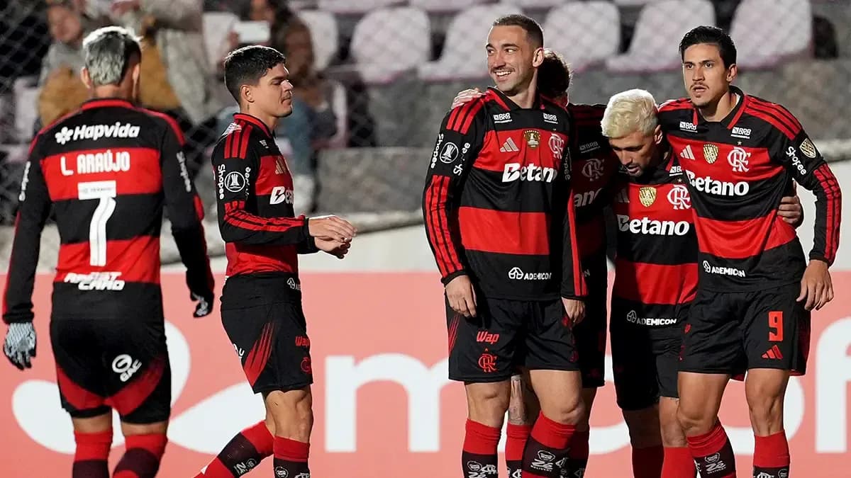Joueurs de Flamengo célébrant un but Joueurs de Flamengo célébrant un but
