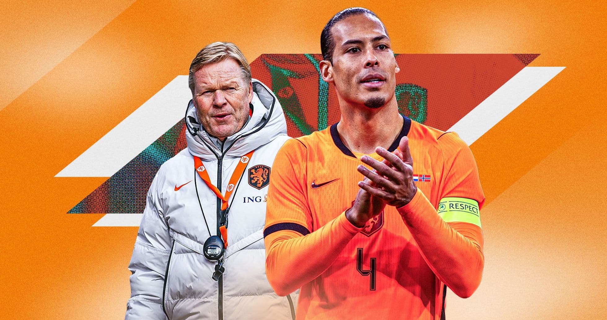 Ronald Koeman et Virgil van Dijk en tenue néerlandaise Ronald Koeman et Virgil van Dijk en tenue néerlandaise