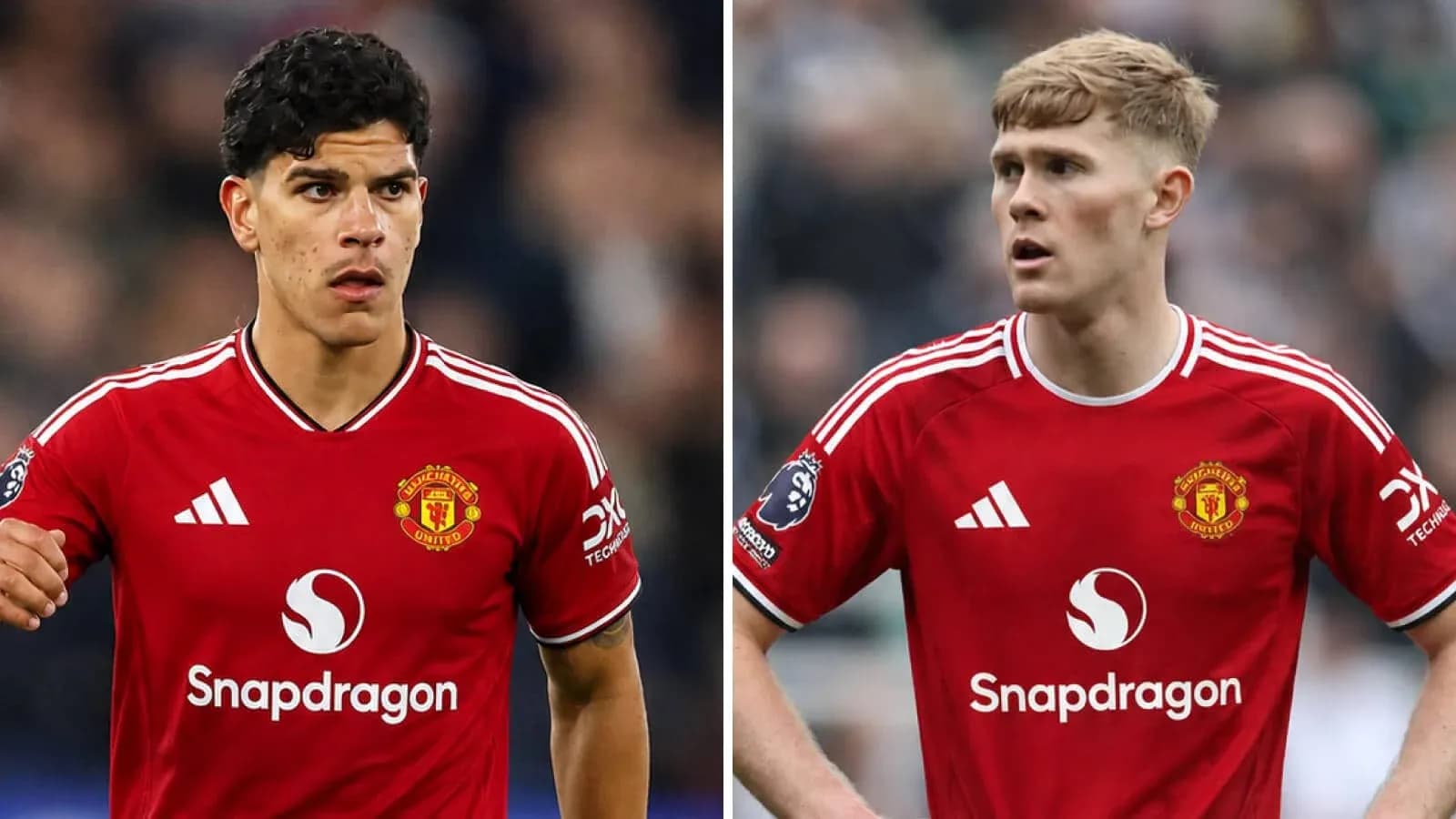 Deux joueurs de Manchester United en maillot rouge Deux joueurs de Manchester United en maillot rouge