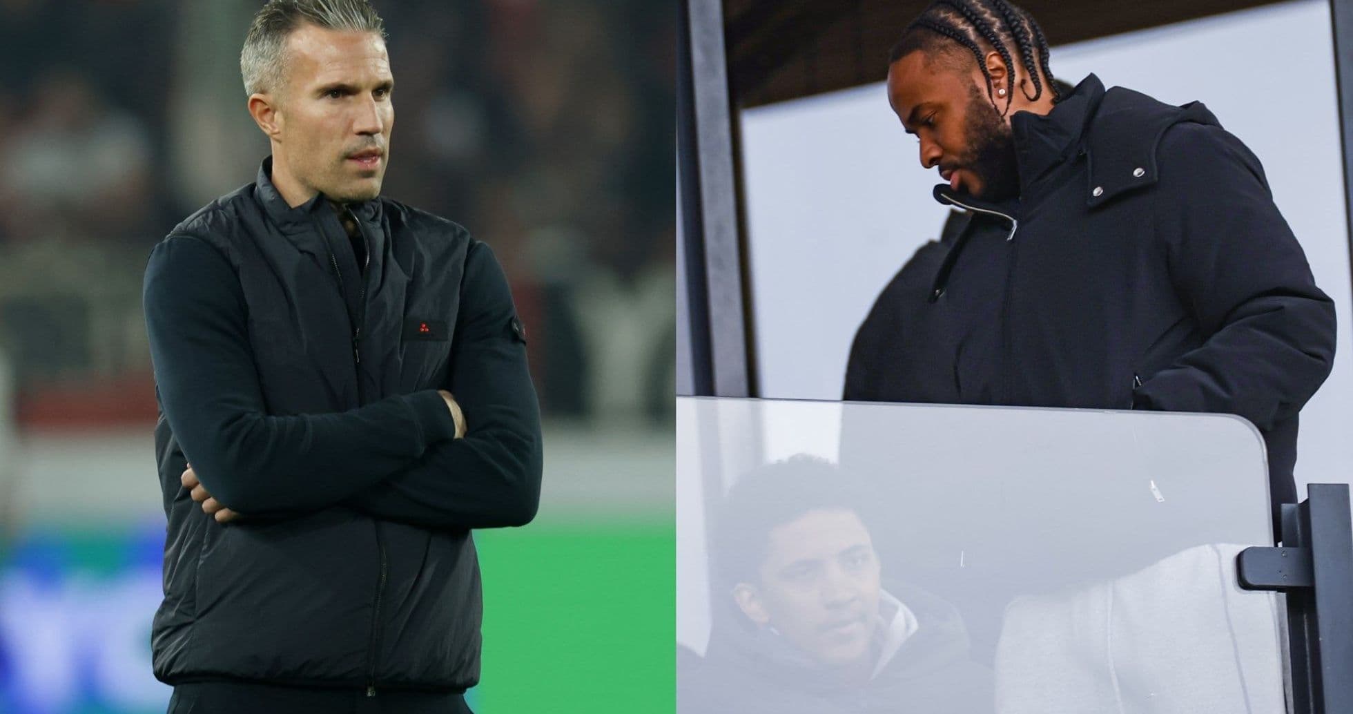 Deux hommes en position d'observation lors d'un match Deux hommes en position d'observation lors d'un match