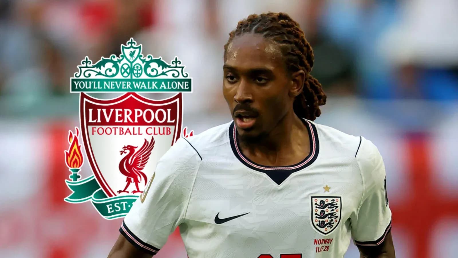 Joueur courant avec le logo de Liverpool en arrière-plan Joueur courant avec le logo de Liverpool en arrière-plan