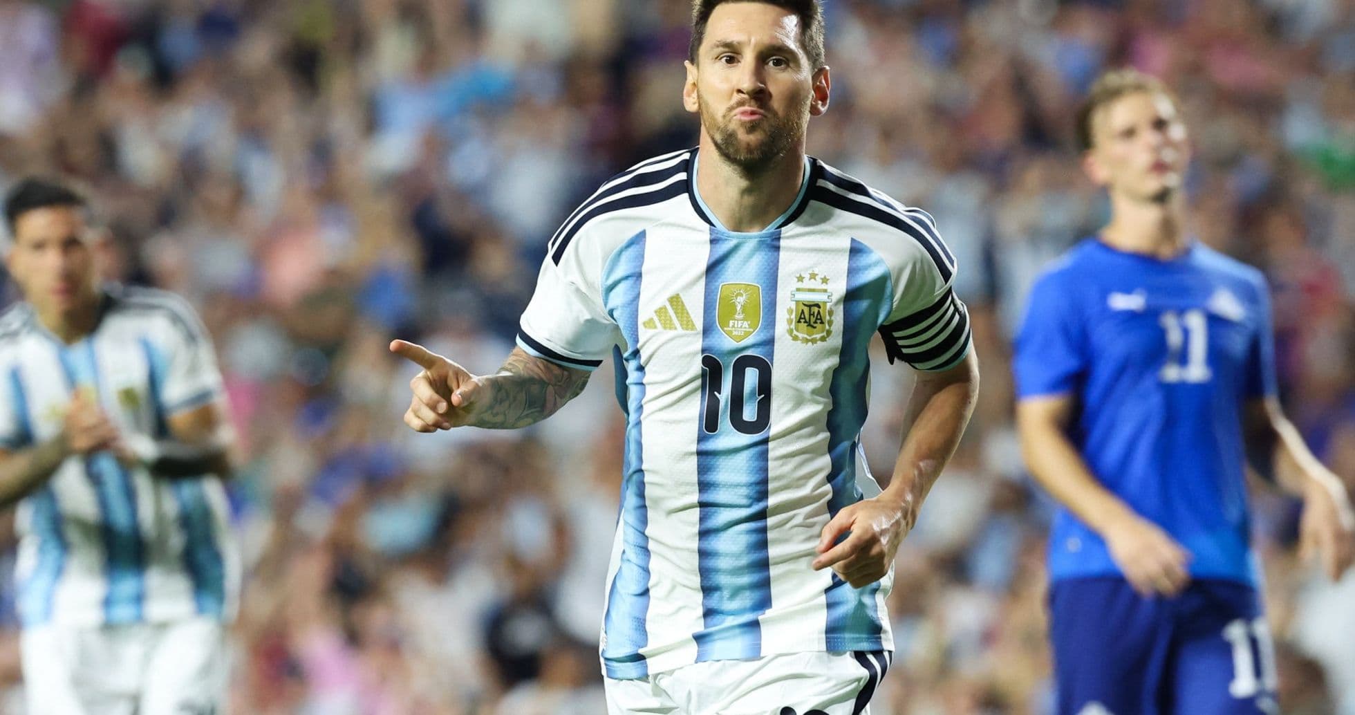 Lionel Messi célébrant un but pour l'Argentine Lionel Messi célébrant un but pour l'Argentine