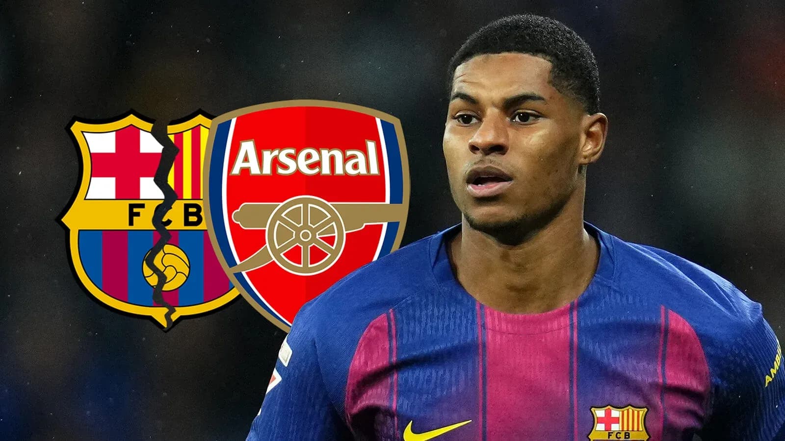 Joueur de football avec logos de Barcelone et Arsenal Joueur de football avec logos de Barcelone et Arsenal