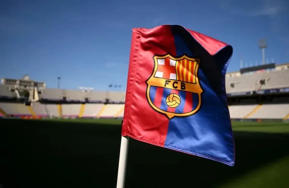 Drapeau du FC Barcelone au stade vide Drapeau du FC Barcelone au stade vide