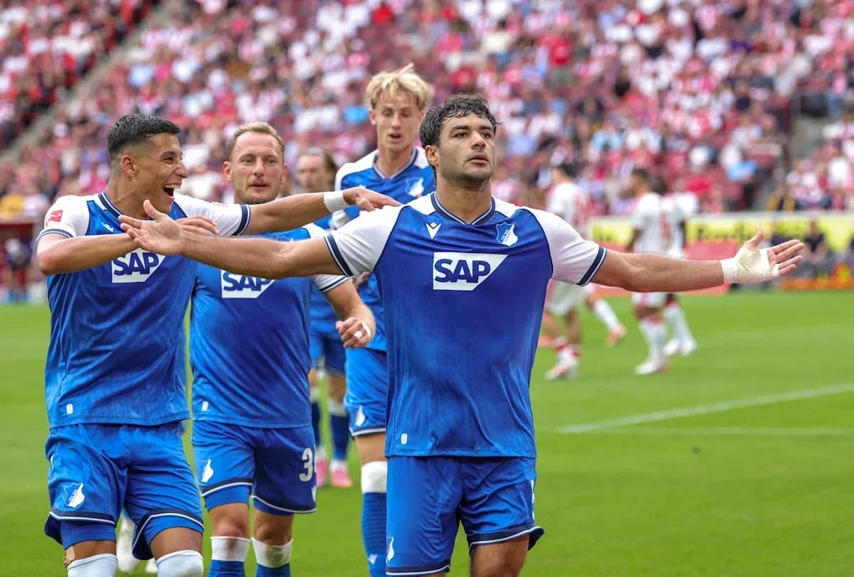 Joueurs de Hoffenheim célébrant un but marqué Joueurs de Hoffenheim célébrant un but marqué