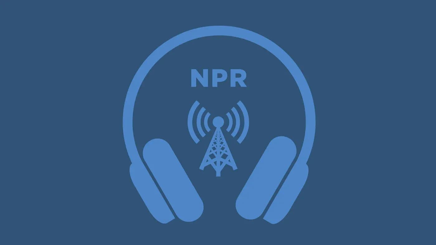 Logo de NPR avec écouteurs et antenne radio Logo de NPR avec écouteurs et antenne radio