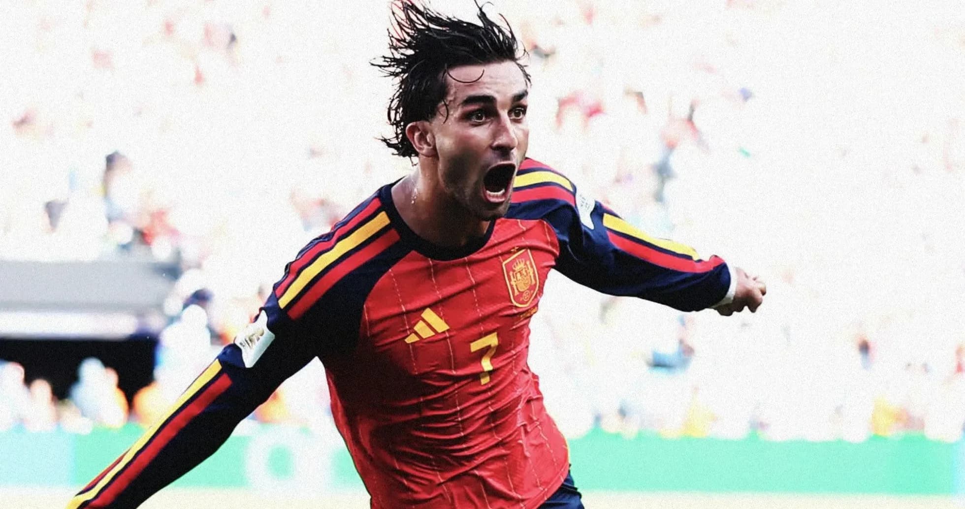 Joueur espagnol célébrant un but lors d'un match Joueur espagnol célébrant un but lors d'un match