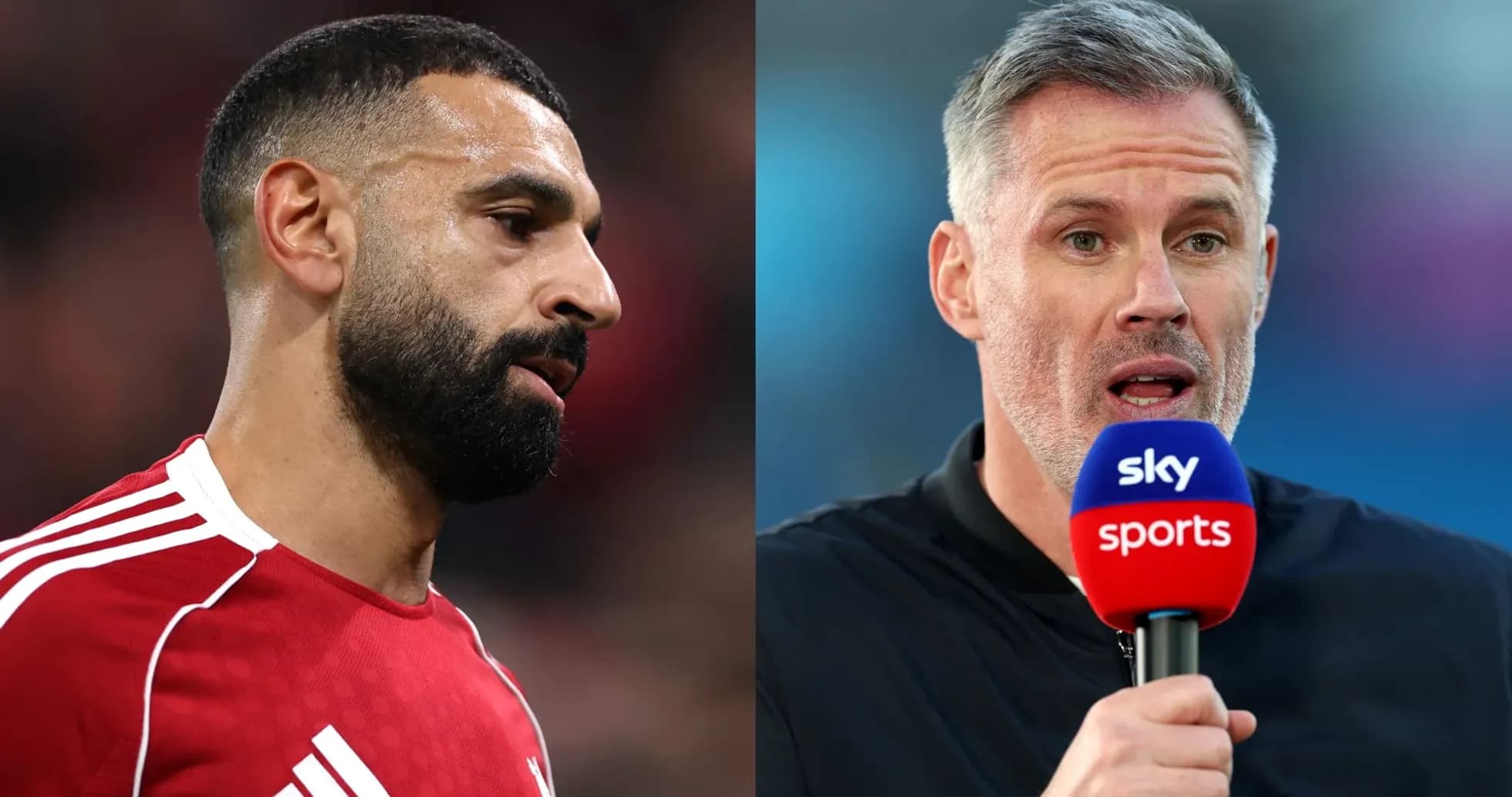 Mohamed Salah et Jamie Carragher lors d'une émission Mohamed Salah et Jamie Carragher lors d'une émission