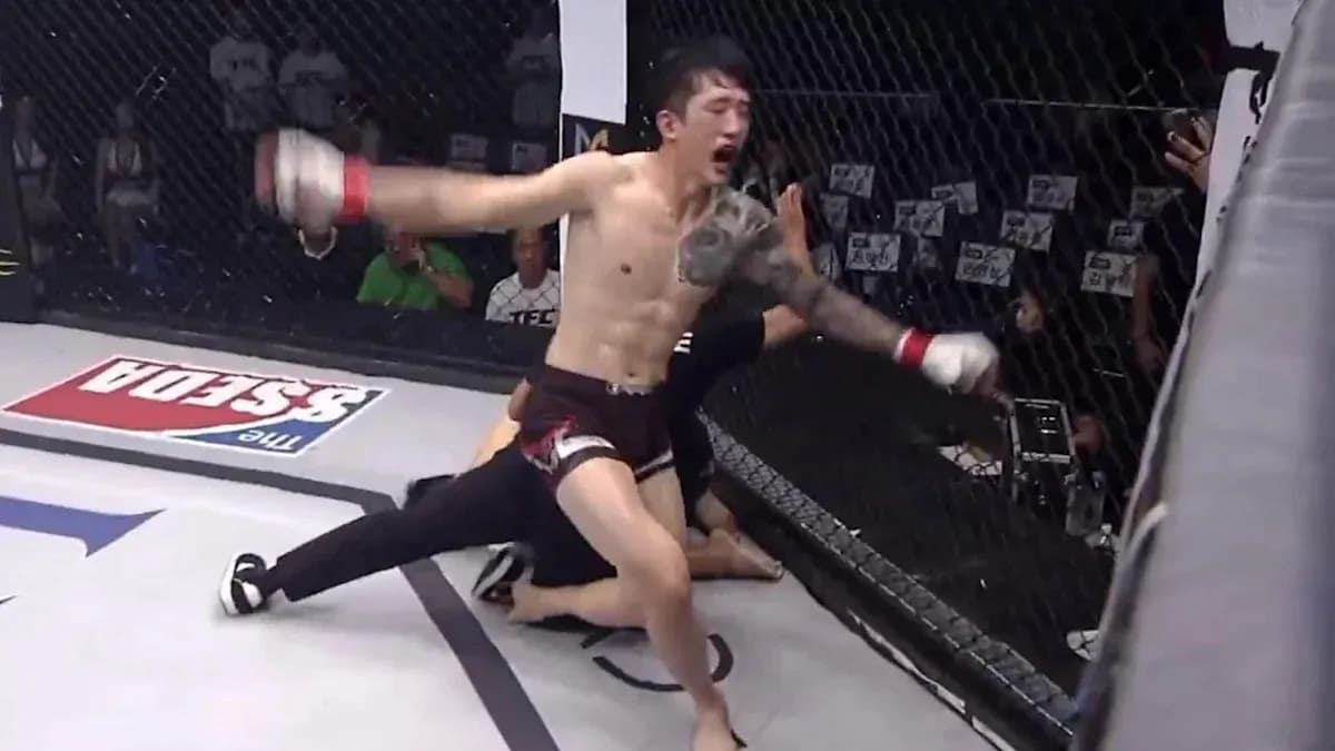 Fighter celebrating victory after a match Fighter celebrating victory after a match