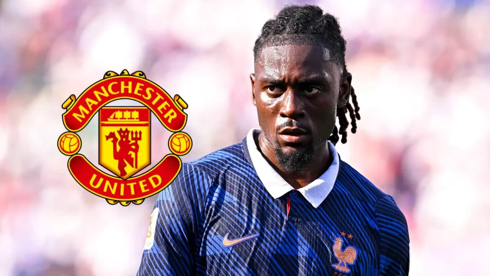 Joueur en tenue de France avec logo Manchester United Joueur en tenue de France avec logo Manchester United