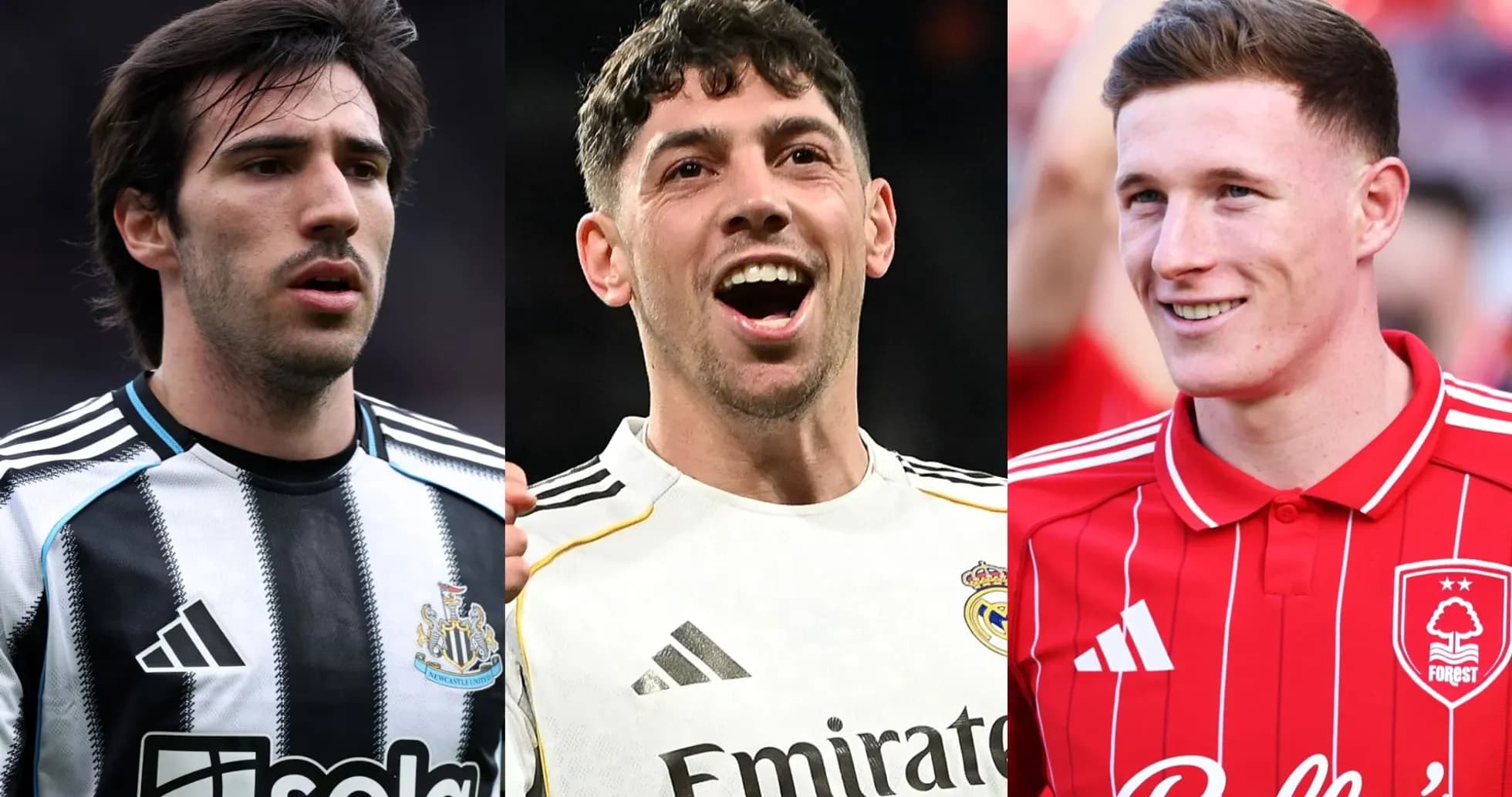 Trois joueurs en tenue de football sur fond neutre Trois joueurs en tenue de football sur fond neutre
