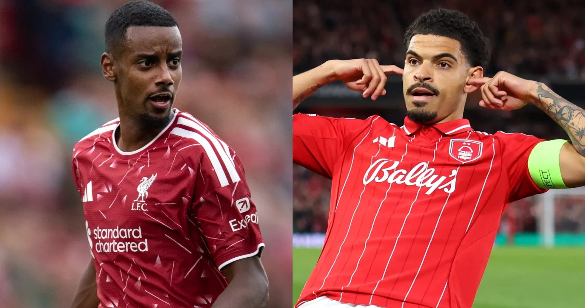 Joueurs de Liverpool et Nottingham Forest en action Joueurs de Liverpool et Nottingham Forest en action
