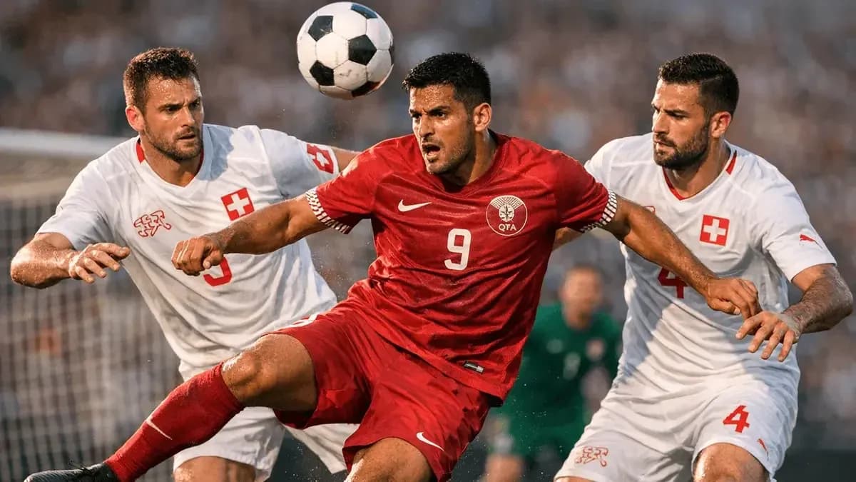 Joueurs du Qatar et de la Suisse en compétition Joueurs du Qatar et de la Suisse en compétition