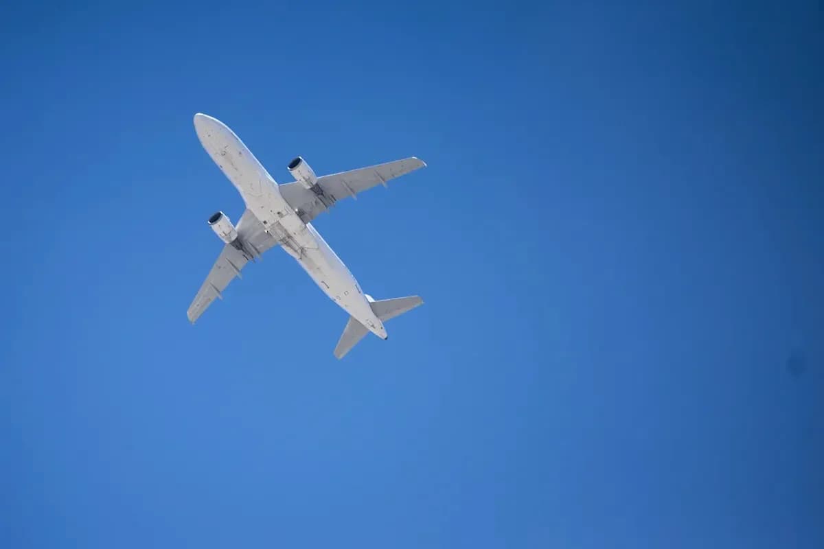 Avion en vol sous un ciel bleu clair Avion en vol sous un ciel bleu clair
