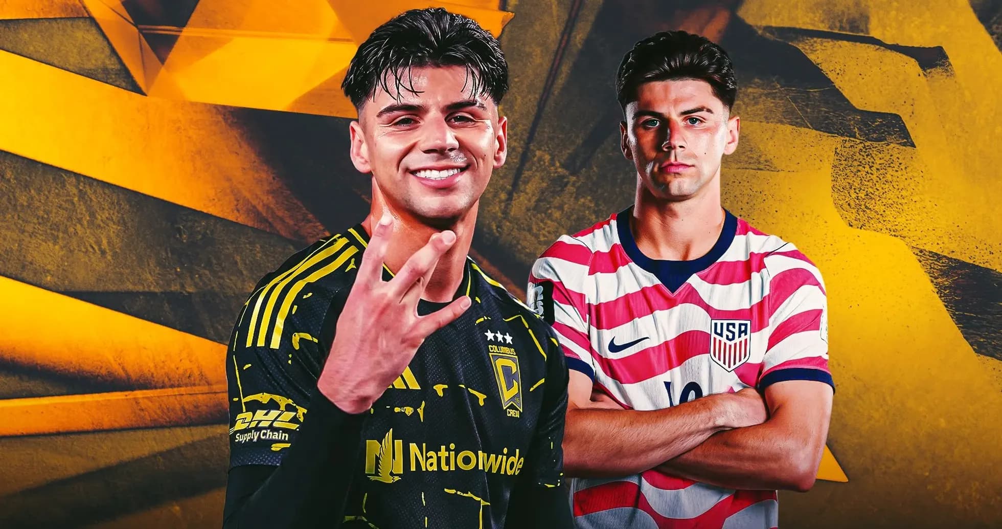 Deux joueurs de football posant avec des maillots Deux joueurs de football posant avec des maillots