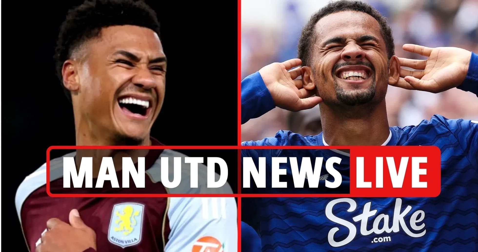 Deux joueurs souriant sur fond de nouvelles Man Utd Deux joueurs souriant sur fond de nouvelles Man Utd