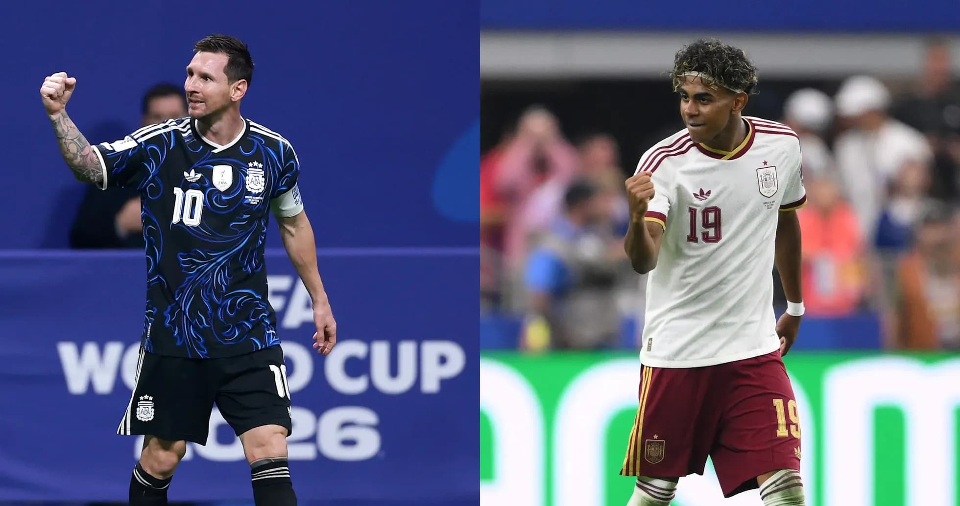 Messi et joueur espagnol célébrant lors du match Messi et joueur espagnol célébrant lors du match