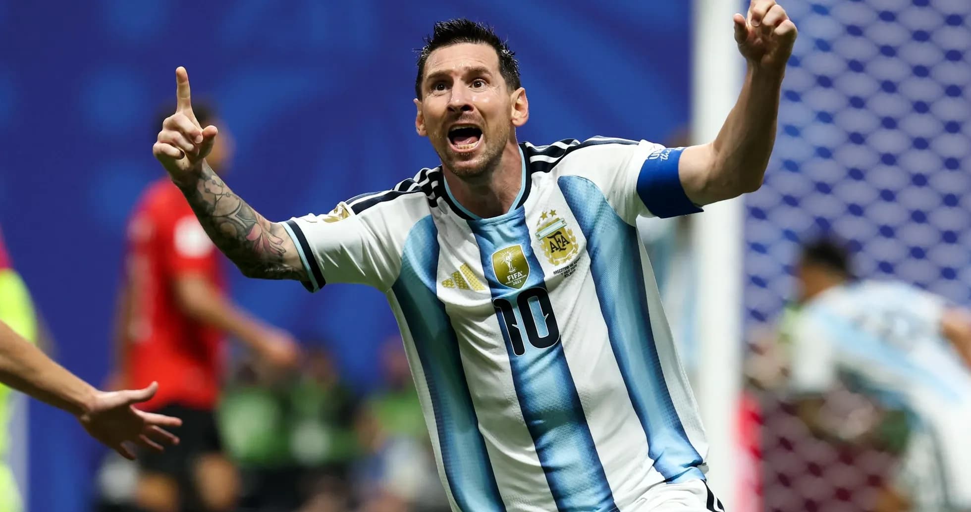 Lionel Messi célèbre un but pour l'Argentine Lionel Messi célèbre un but pour l'Argentine