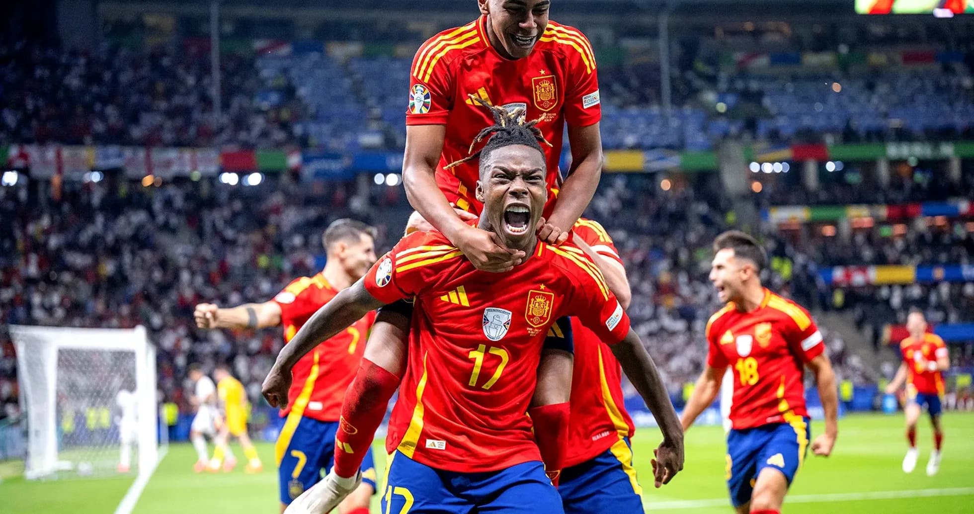 Célébration d'un but par l'équipe espagnole Célébration d'un but par l'équipe espagnole
