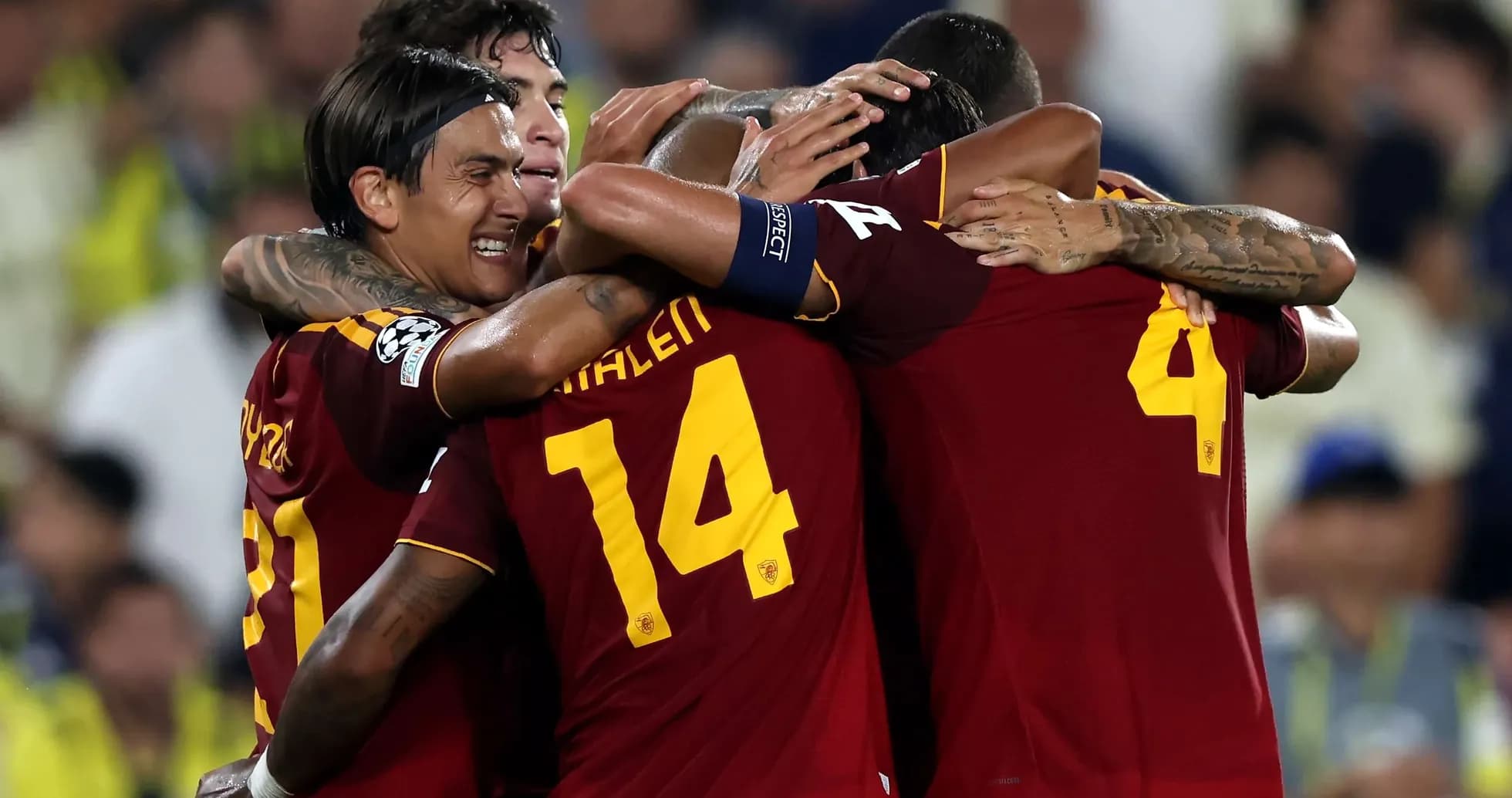 Joueurs de l'AS Roma célébrant un but Joueurs de l'AS Roma célébrant un but