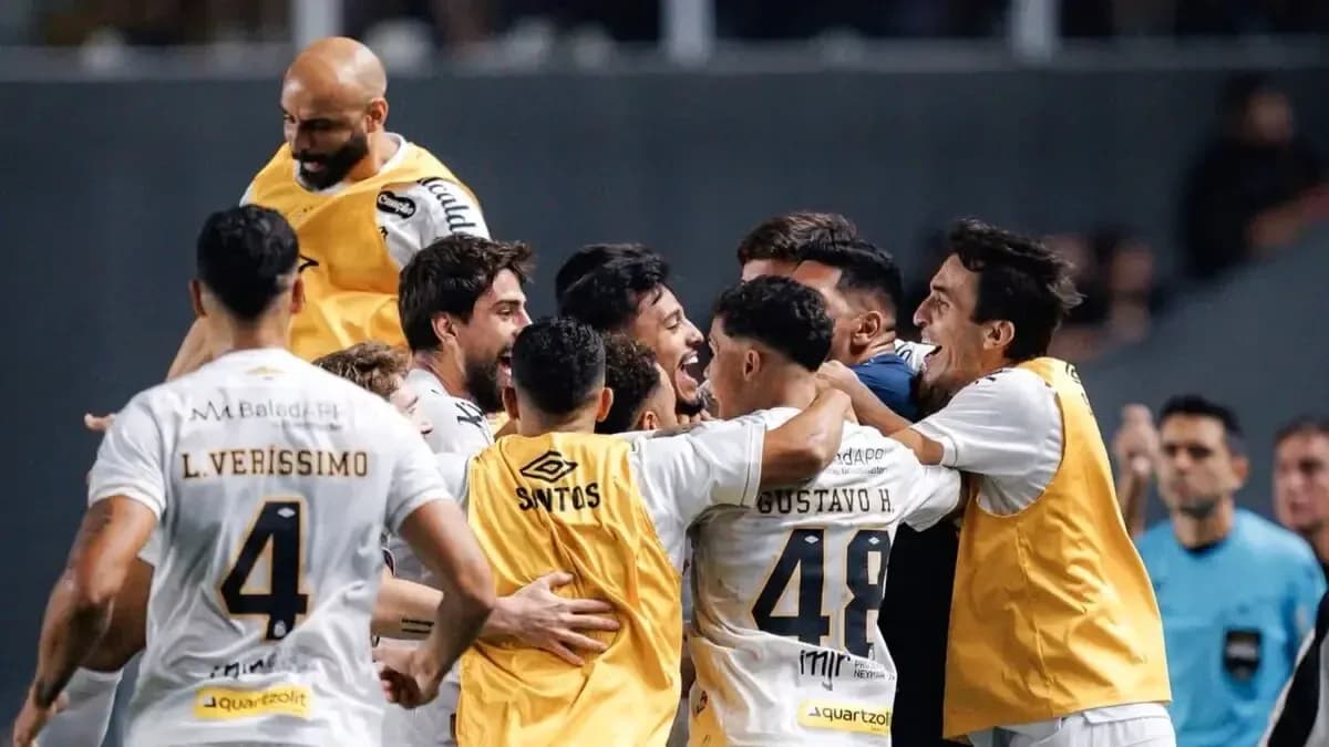 Joueurs de Santos célébrant un but Joueurs de Santos célébrant un but