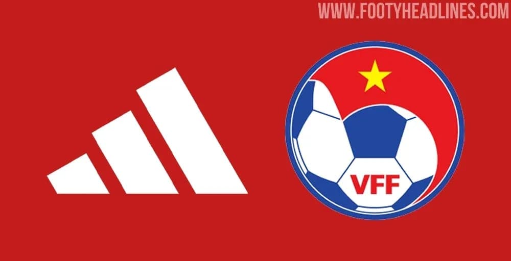 Logos d'Adidas et de la VFF sur fond rouge Logos d'Adidas et de la VFF sur fond rouge