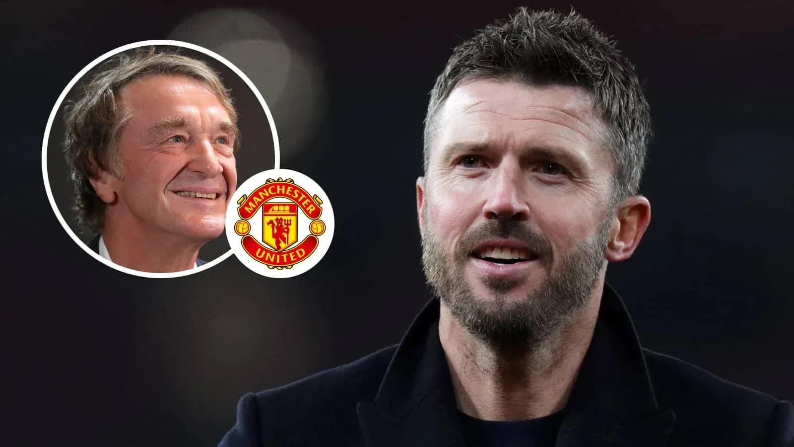 Michael Carrick speaking with Manchester United logo Michael Carrick speaking with Manchester United logo