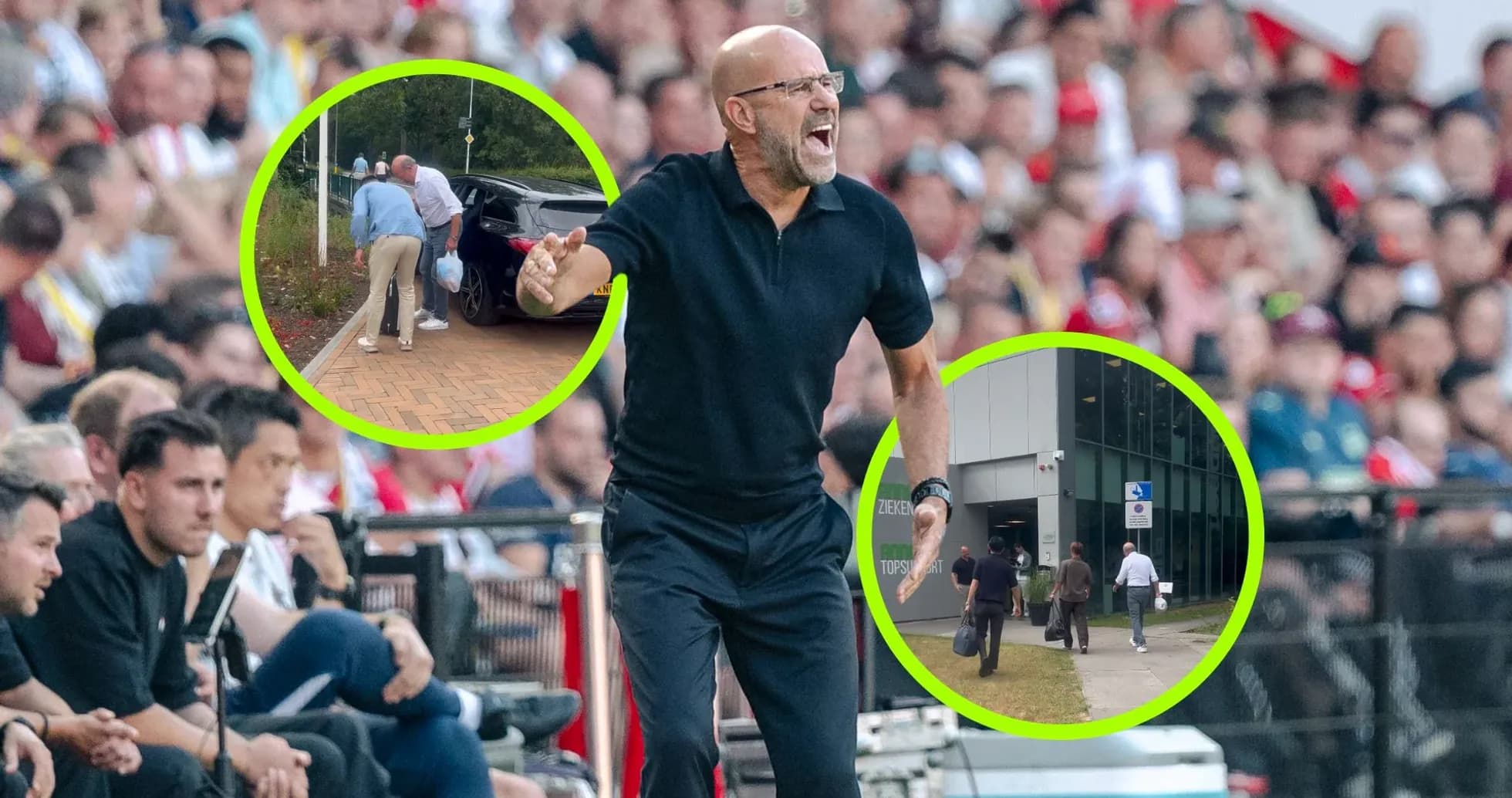 Entraîneur gesticulant sur la touche pendant un match Entraîneur gesticulant sur la touche pendant un match