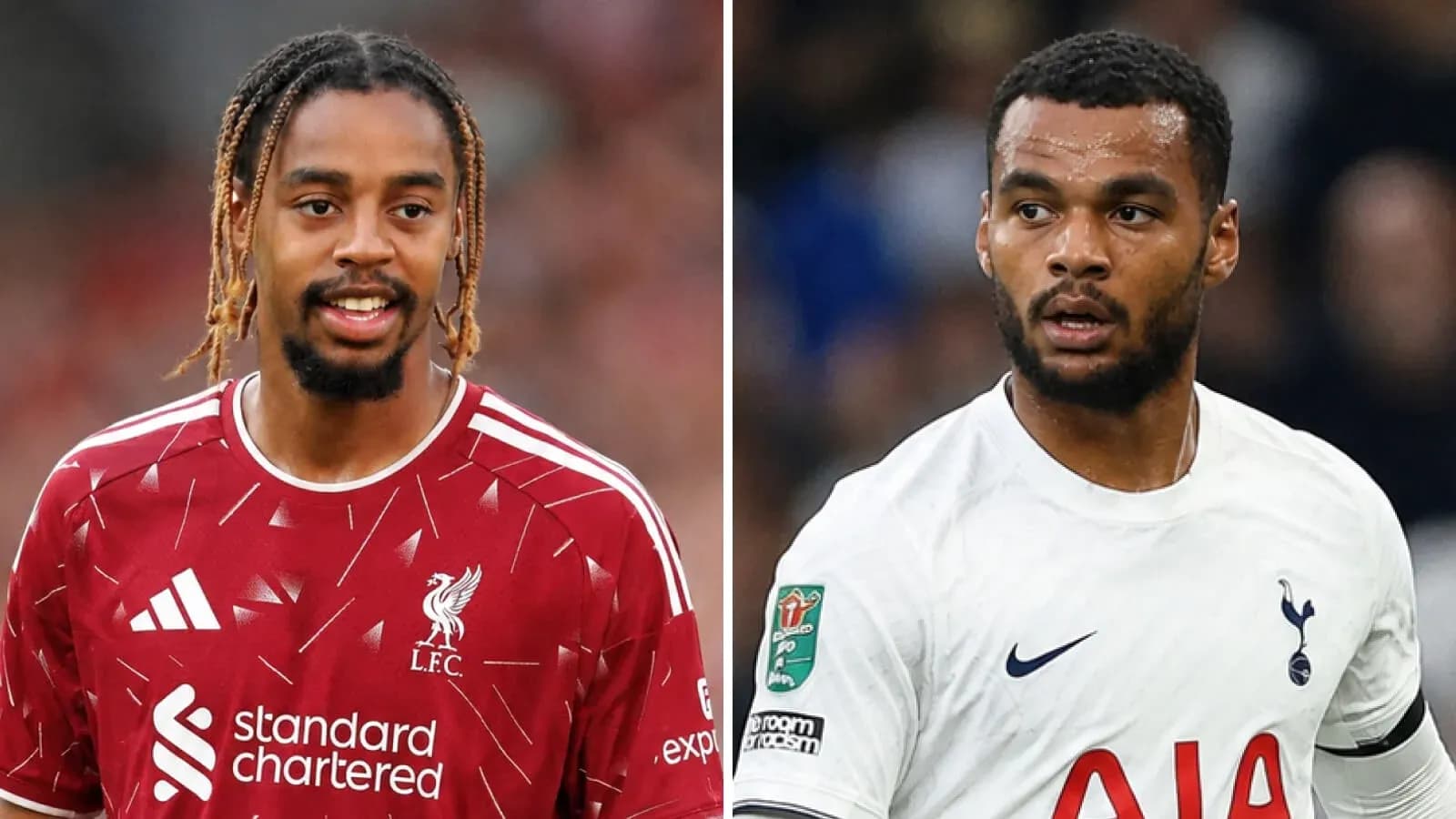 Joueurs de Liverpool et Tottenham en maillots d'équipe Joueurs de Liverpool et Tottenham en maillots d'équipe
