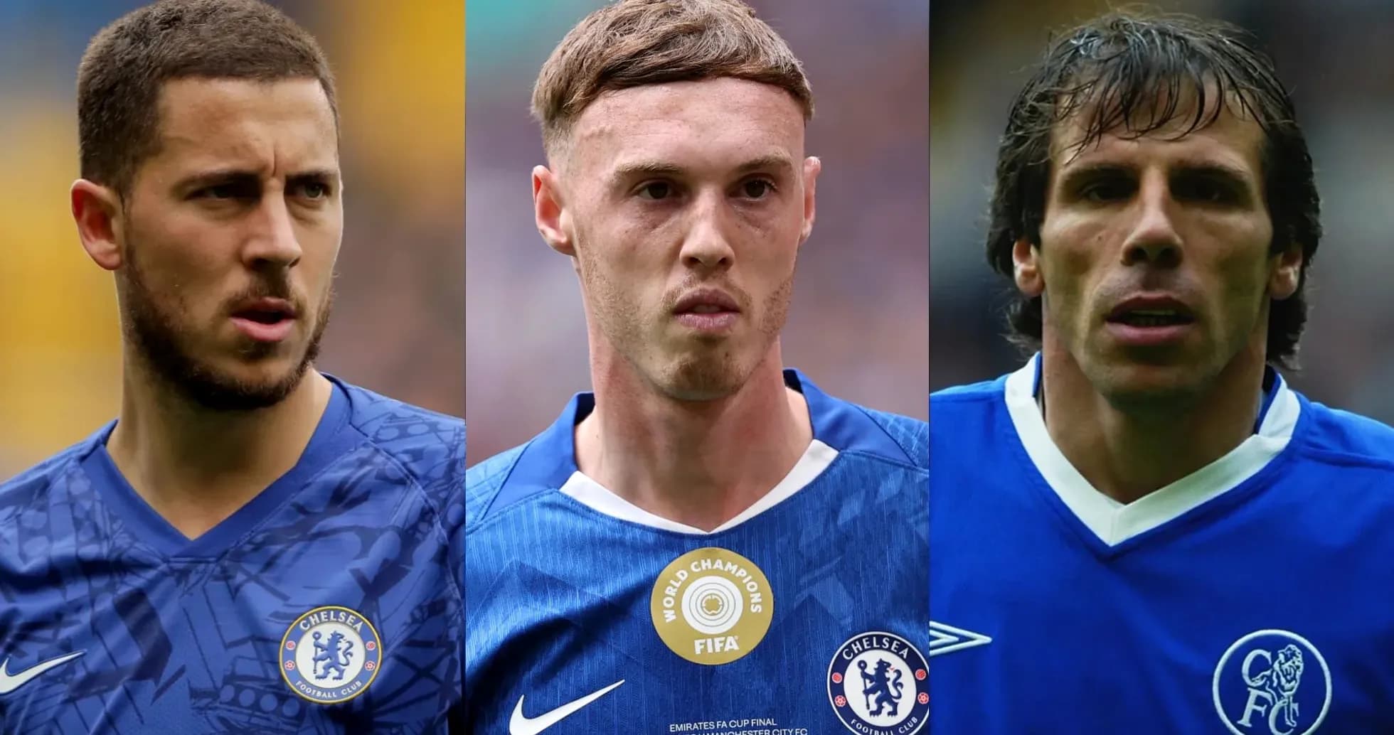 Trois joueurs de Chelsea en maillot bleu Trois joueurs de Chelsea en maillot bleu