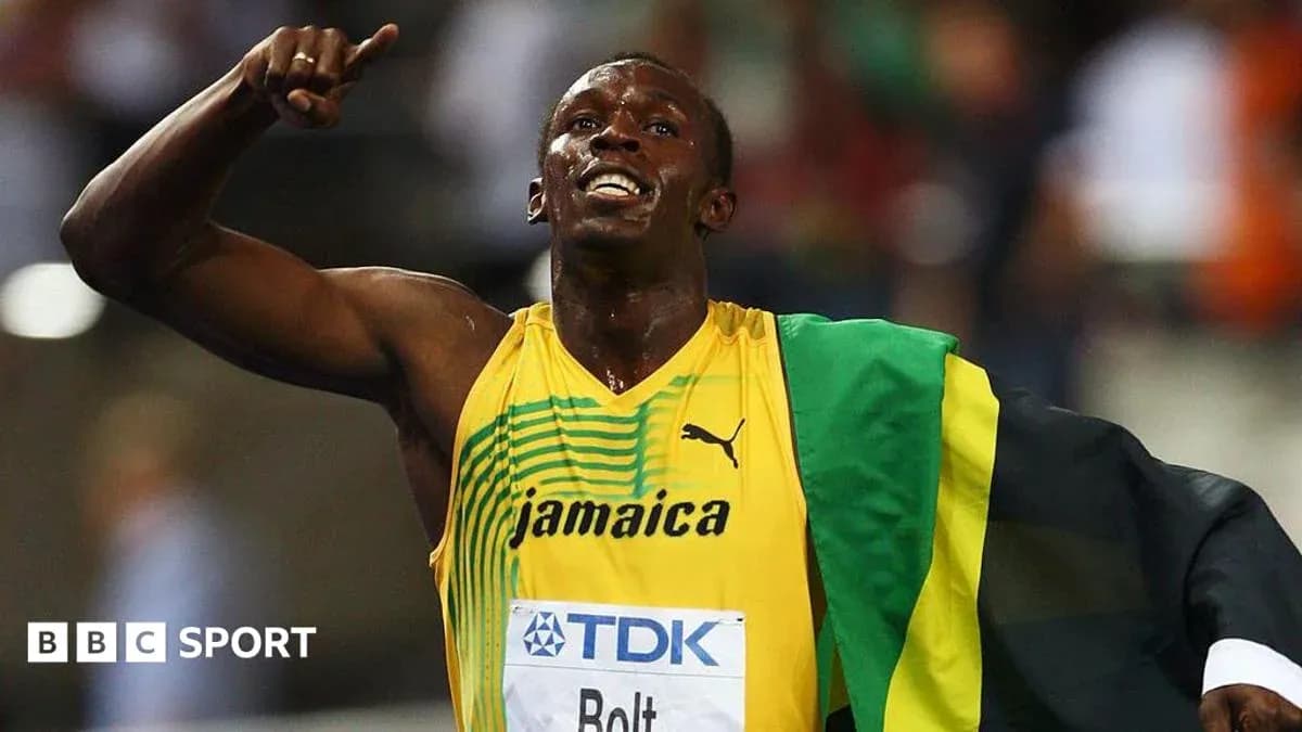 Athlète jamaïcain célébrant après une victoire Athlète jamaïcain célébrant après une victoire