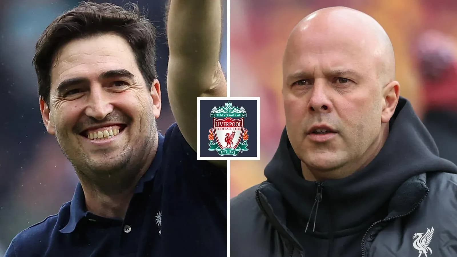 Deux entraîneurs de football avec le logo de Liverpool Deux entraîneurs de football avec le logo de Liverpool