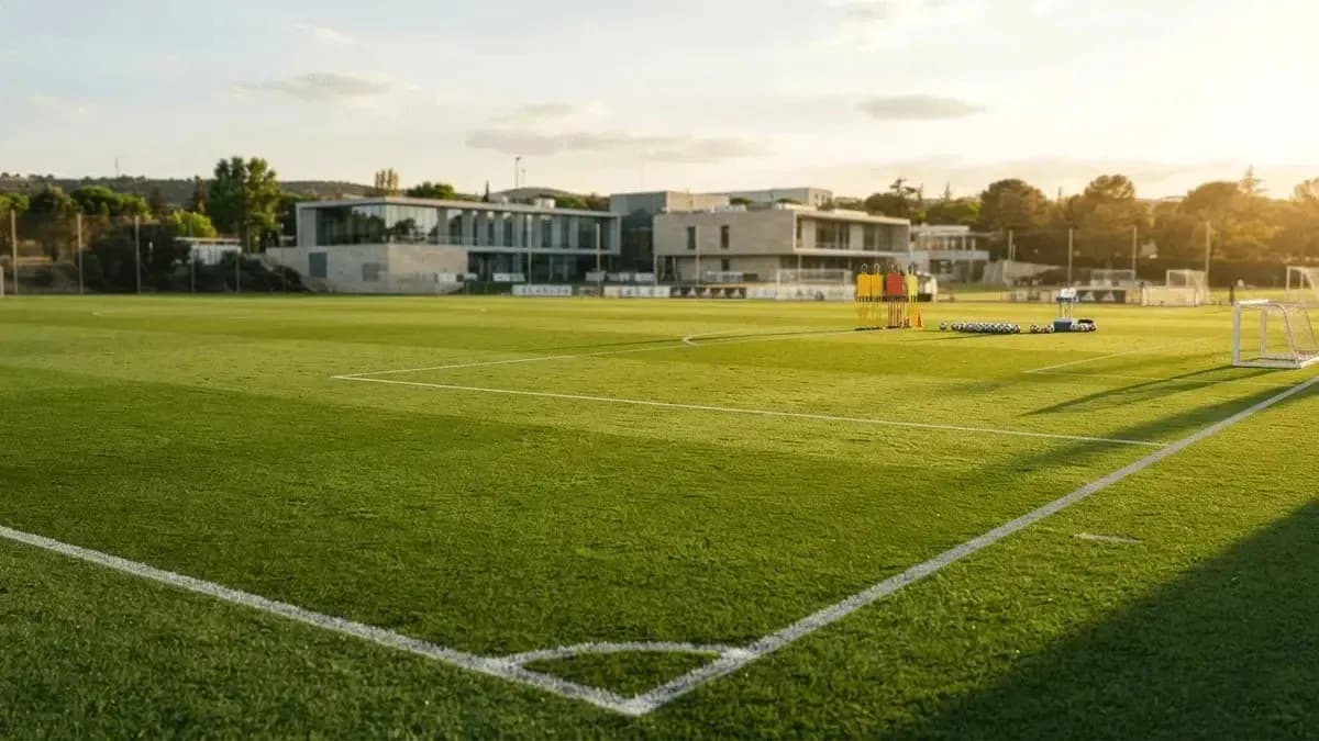 Terrain d'entraînement avec équipement de football installé Terrain d'entraînement avec équipement de football installé