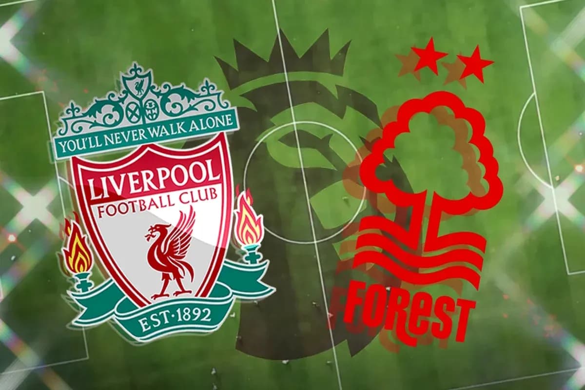 Logos de Liverpool et Nottingham Forest sur terrain Logos de Liverpool et Nottingham Forest sur terrain