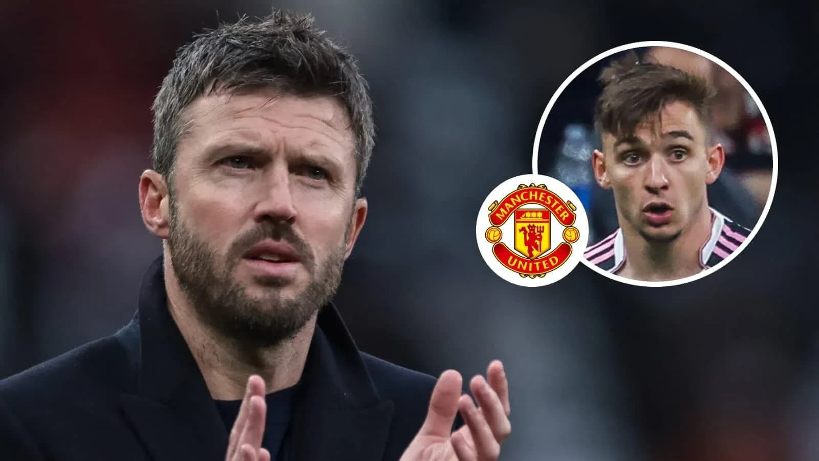 Michael Carrick gesturing with Manchester United logo Michael Carrick gesturing with Manchester United logo