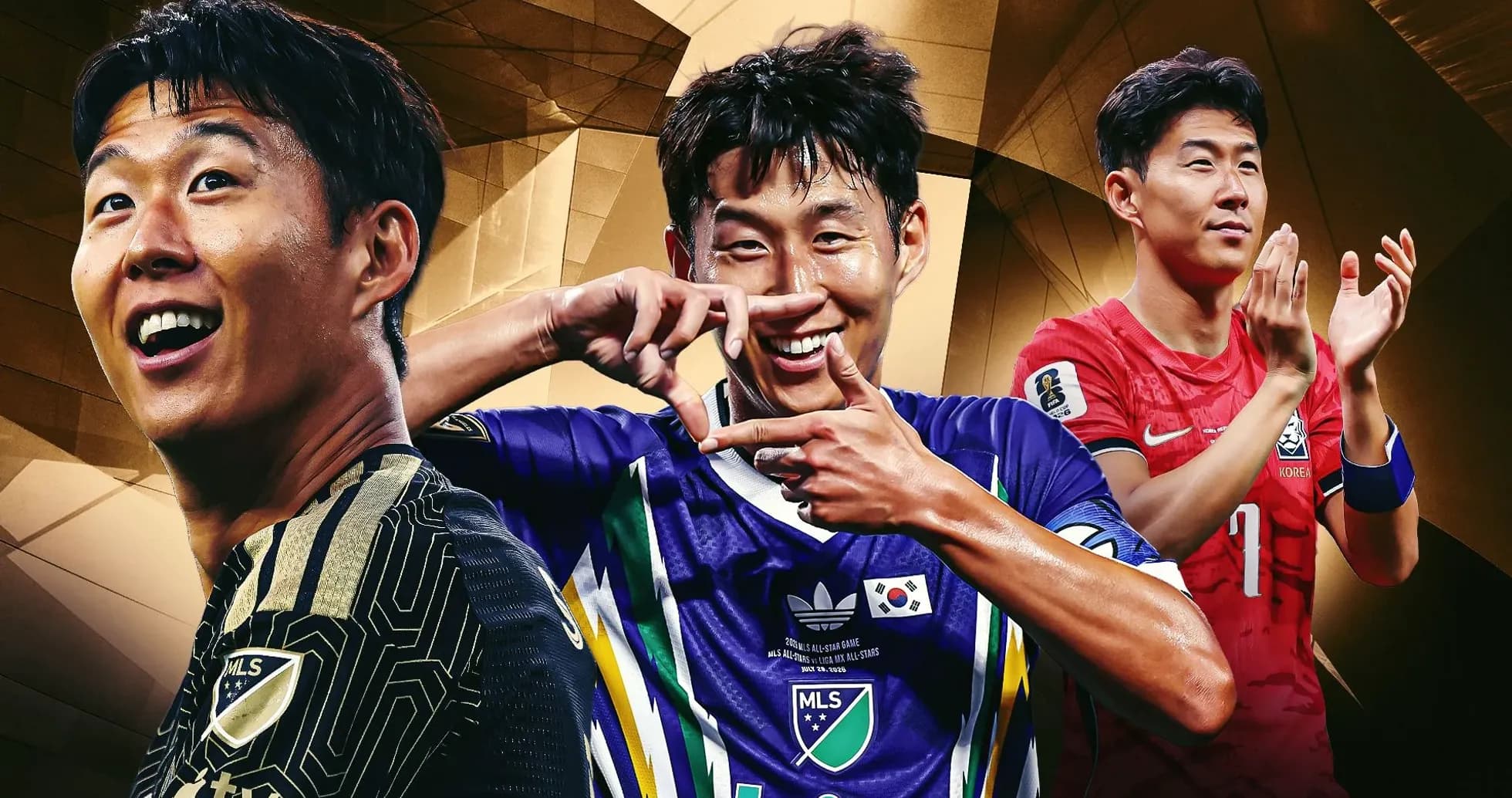 Trois joueurs de football en maillots coréens Trois joueurs de football en maillots coréens