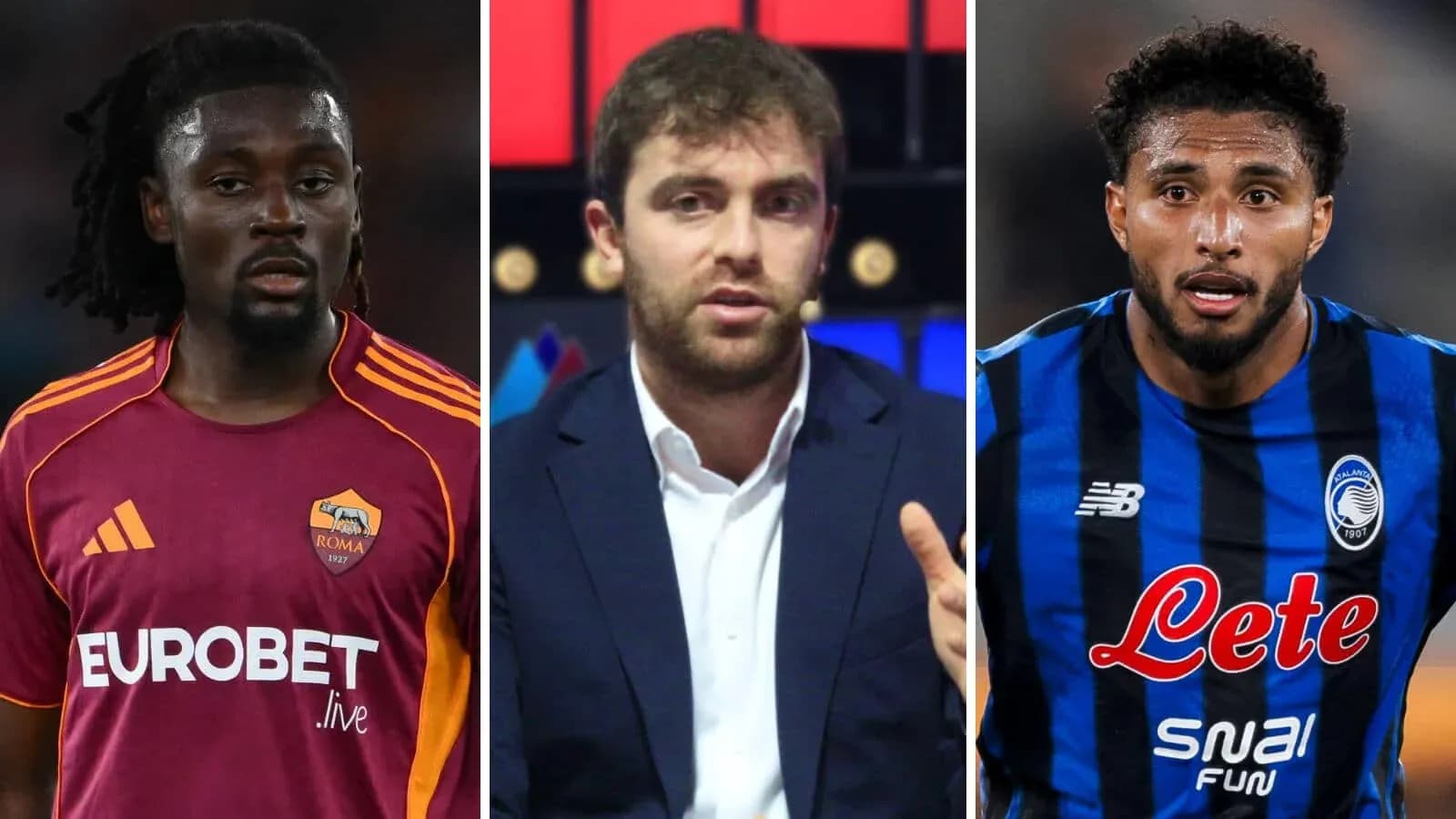 Trois personnes, deux joueurs et un analyste sportif Trois personnes, deux joueurs et un analyste sportif
