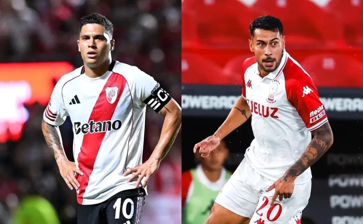 Joueurs de River Plate et Huracan en action Joueurs de River Plate et Huracan en action
