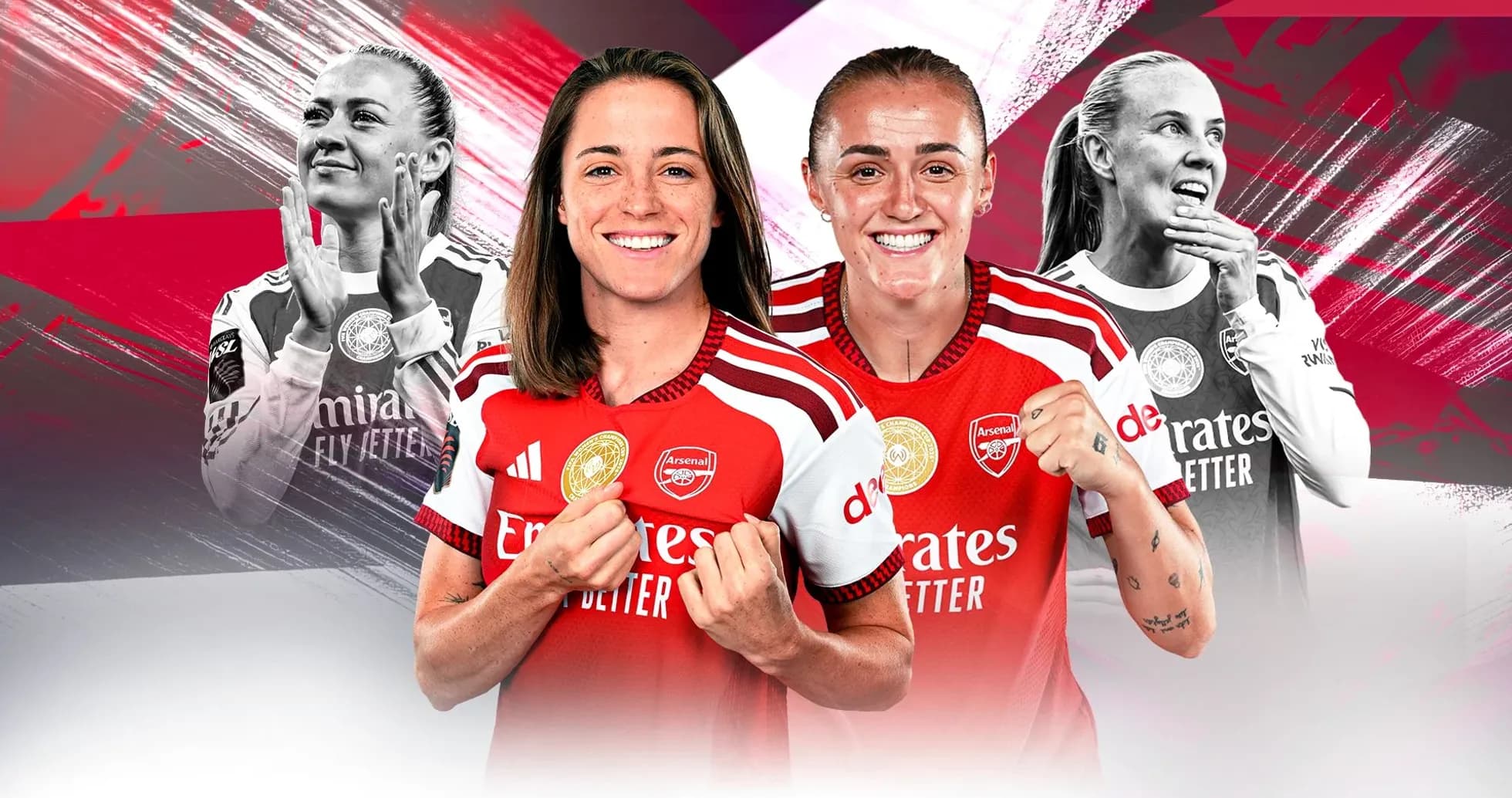 Joueuses d'Arsenal célébrant en maillot de l'équipe Joueuses d'Arsenal célébrant en maillot de l'équipe